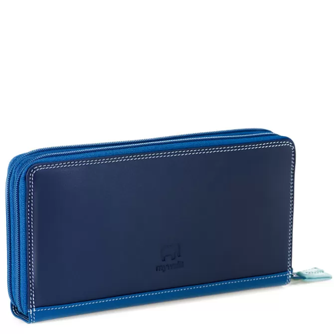 Portefeuille A Double Zip Grand Format Denim | Mywalit Best Sale