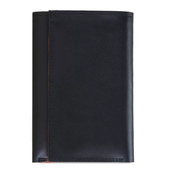 Portefeuille A Trois Volets Homme Avec Zip Noir-Orange | Mywalit Best Sale