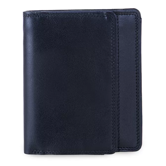 Portefeuille Avec Porte-Monnaie Plat Noir-Bleu | Mywalit Outlet
