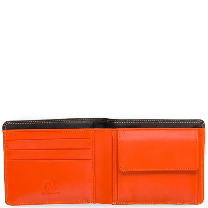 Portefeuille Standard Rfid Pour Homme Avec Poche A Monnaie Noir-Orange | Mywalit New